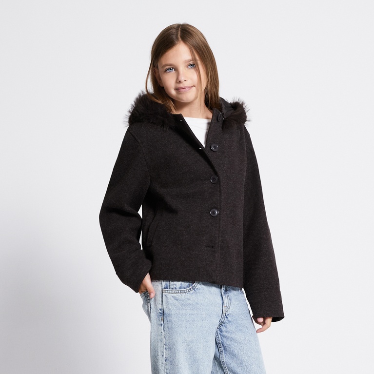 Faux fur collar jacket "Lovalie Star" Brown